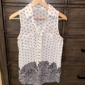 White and black tank top blouse - express size S